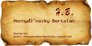 Hornyánszky Bertalan névjegykártya
